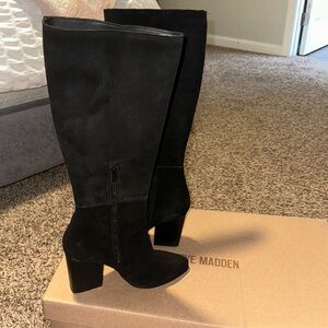 Steve Madden Black Suede Tall Boots